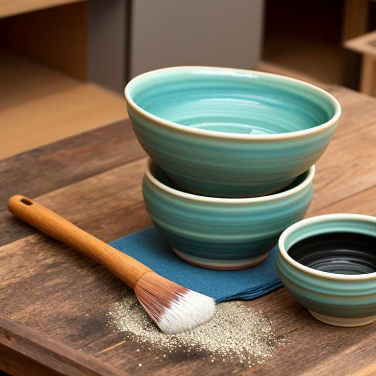 glaze pottery with a brush